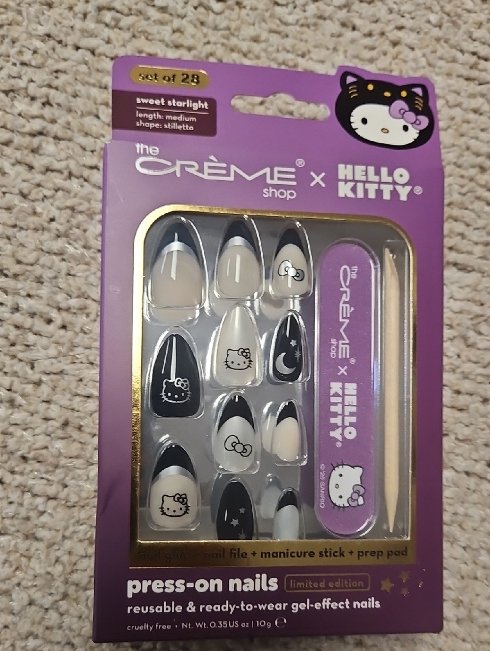 Hello Kitty x The Crème Shop Black & White Press-On Nails - Sweet Starlight